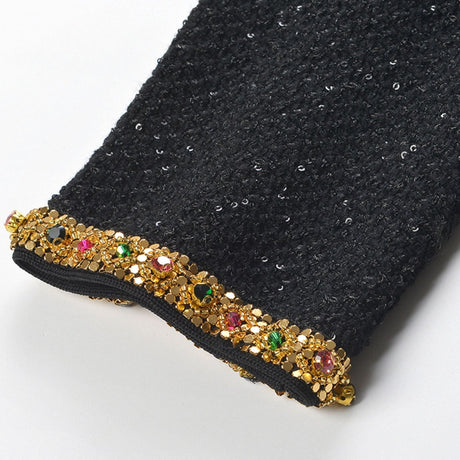 Ariane black sequined tweed jacket  skirt matching set