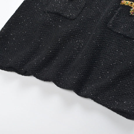 Ariane black sequined tweed jacket  skirt matching set