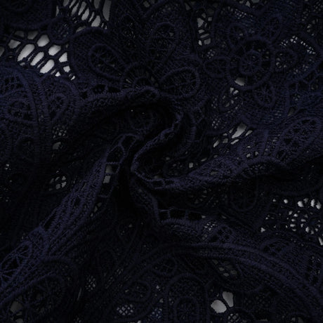 Ariane darkblue floral crochetlace midi dress