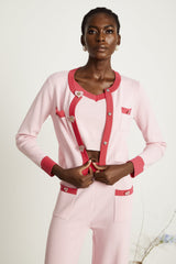 Ariane pink knitted cardigan  vest top  trousers matching set