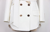 Arianna Blazer - Tailored Double - Breasted Design - Embellished Collar - Waist - Cinching Belt - Lightweight Fabric - Modern Luxury Style