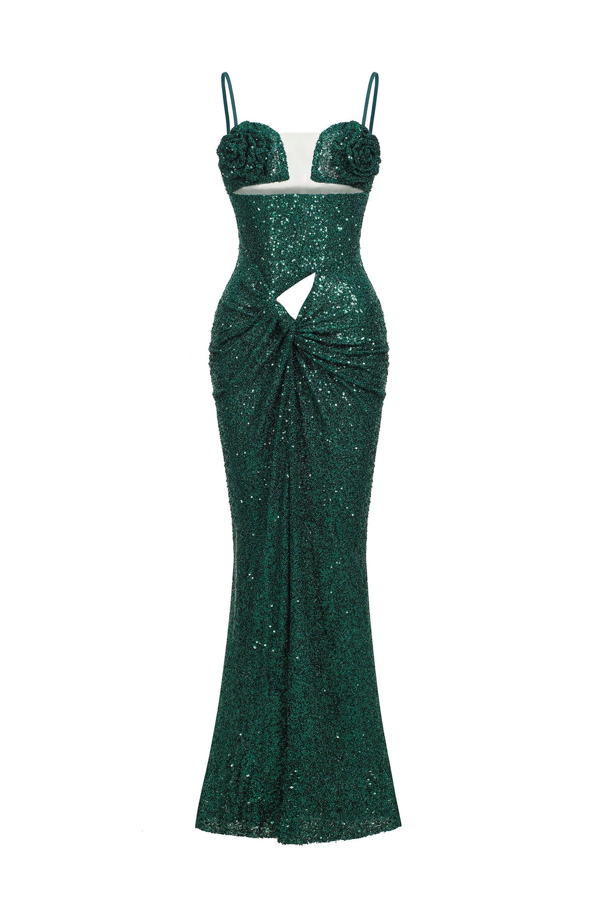 Ariella Green Cut Out Flower Maxi Dress