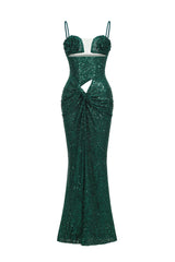 Ariella Green Cut Out Flower Maxi Dress