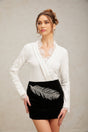 Ariella Mini Dress - A - line Silhouette - Feather & Sequin Embellishments - Internal Shorts - Rear Zip Fastening