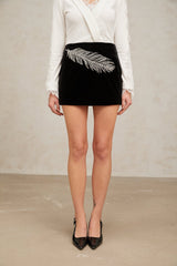 Ariella Mini Dress - A - line Silhouette - Feather & Sequin Embellishments - Internal Shorts - Rear Zip Fastening