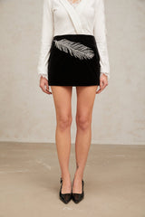 Ariella Mini Dress - A - line Silhouette - Feather & Sequin Embellishments - Internal Shorts - Rear Zip Fastening