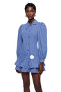 Arielle Blue Blouse with 3D Petals