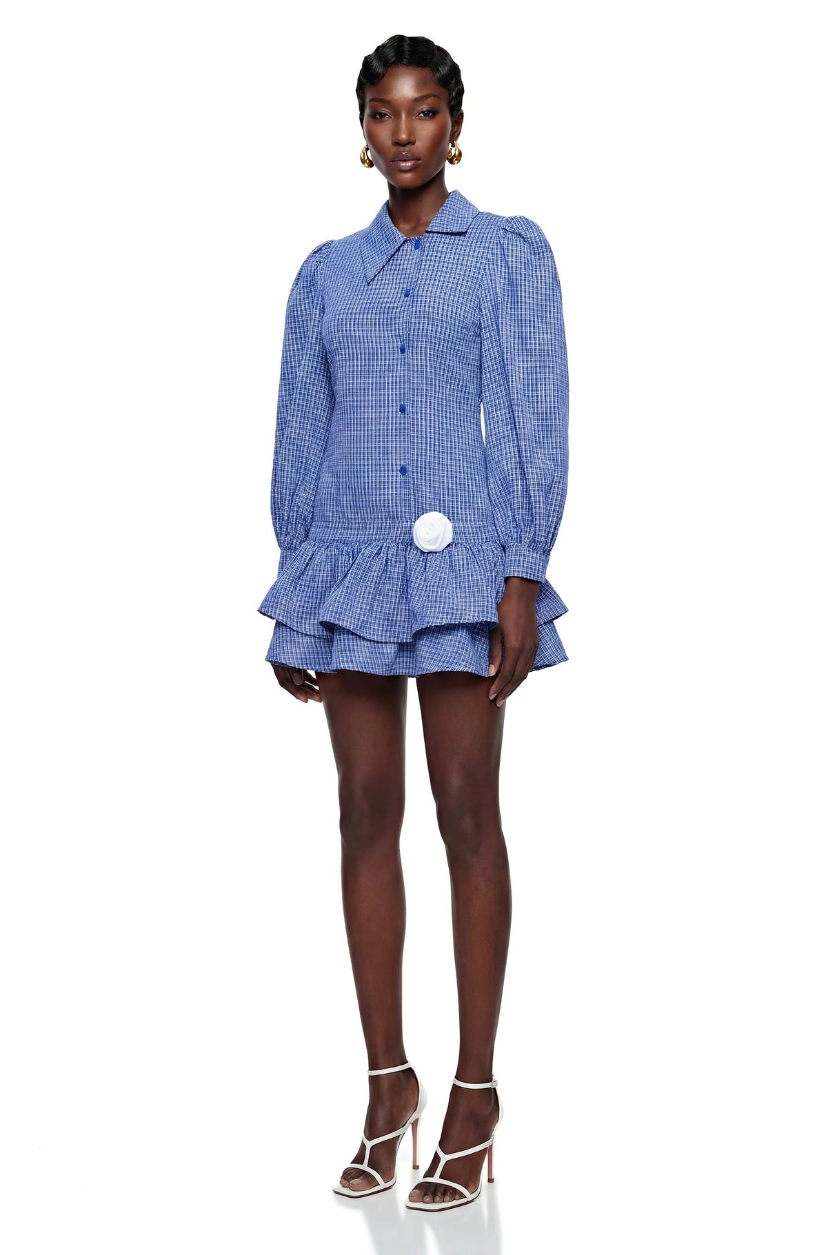 Arielle Blue Blouse with 3D Petals
