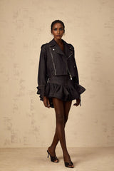 Arielle Indigo Denim Ruffled Mini Skirt