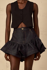 Arielle Indigo Denim Ruffled Mini Skirt
