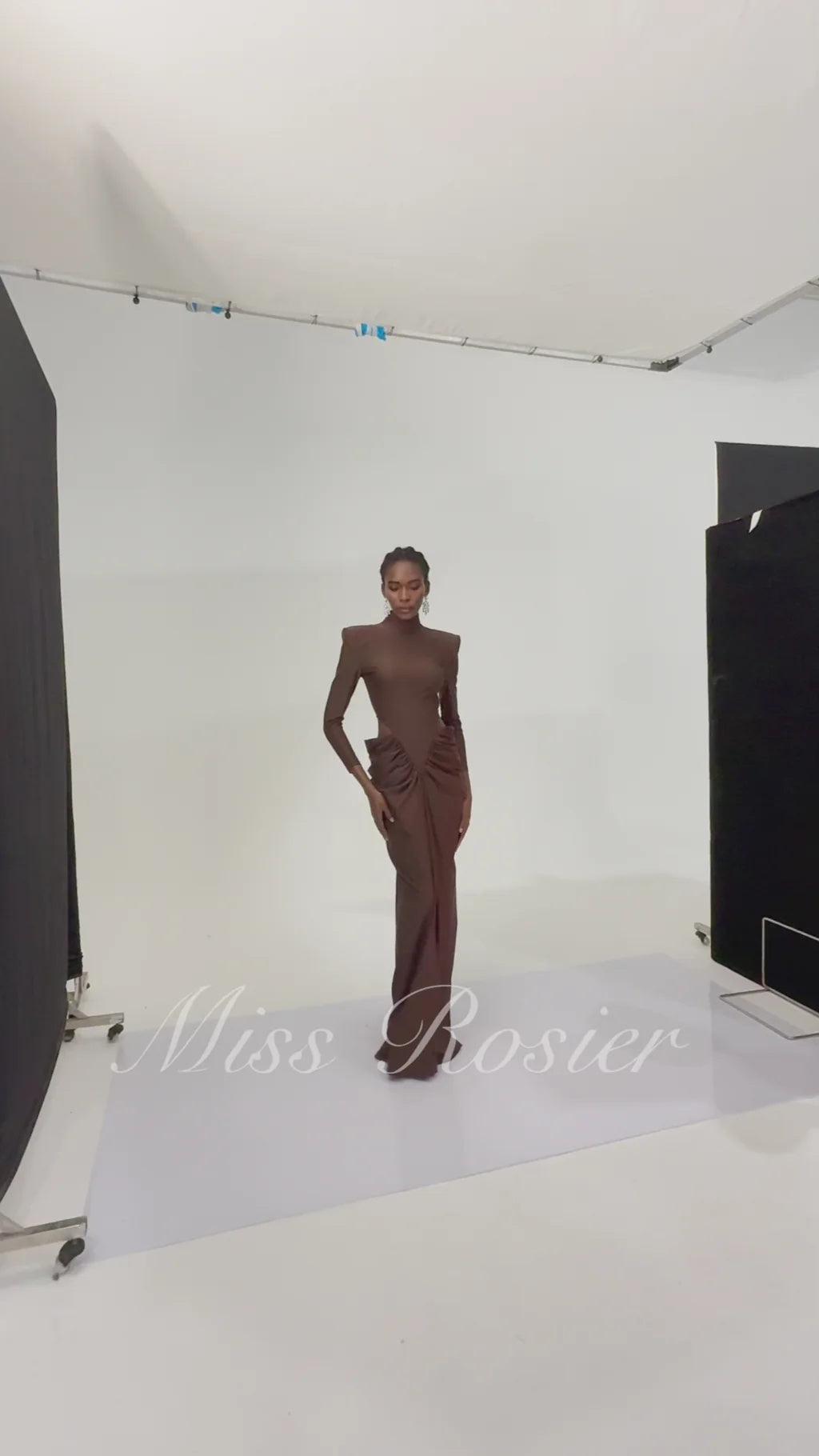 Arlene Brown Cut Out Ruched Maxi Dress
