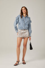 Armelle floralappliqué denim shirt