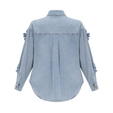 Armelle floralappliqué denim shirt
