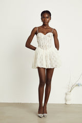 Armelle white florallace corset mini dress