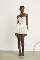 Armelle white florallace corset mini dress