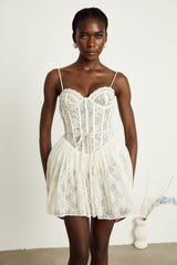 Armelle white florallace corset mini dress