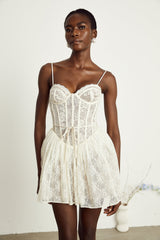 Armelle white florallace corset mini dress