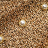 Arna Gold Round Neck Tweed Mini Dress
