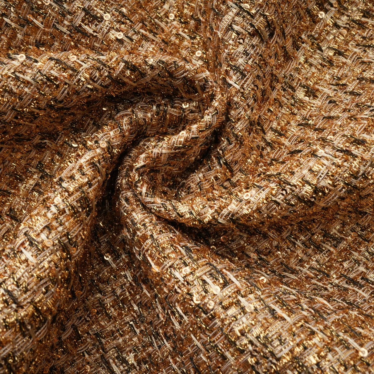 Arna Gold Round Neck Tweed Mini Dress