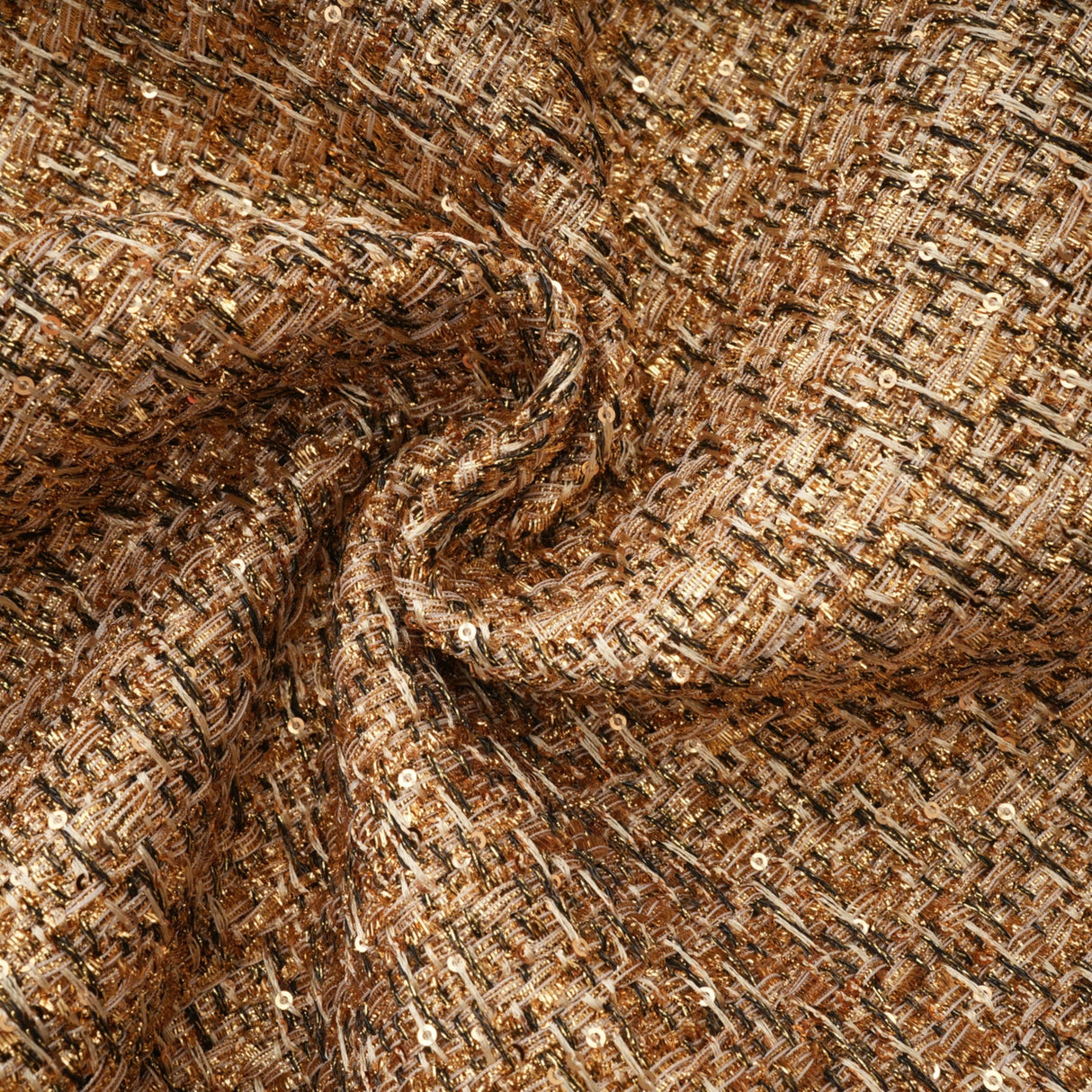 Arna Gold Sweetheart Neckline Tweed Mini Dress