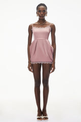 Aroha Pink Lace Trim Mini Dress