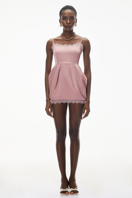 Aroha Pink Lace Trim Mini Dress