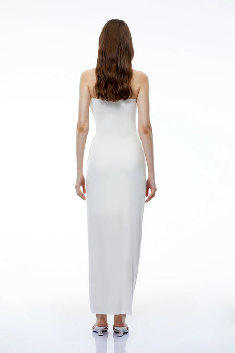 Aroha White Off Shoulder Ruched Maxi Dress
