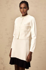 Artemide Cardigan - Round Neck - Long Sleeves - Knitted Construction - Faux - Pearl Embellishment - Button Fastening