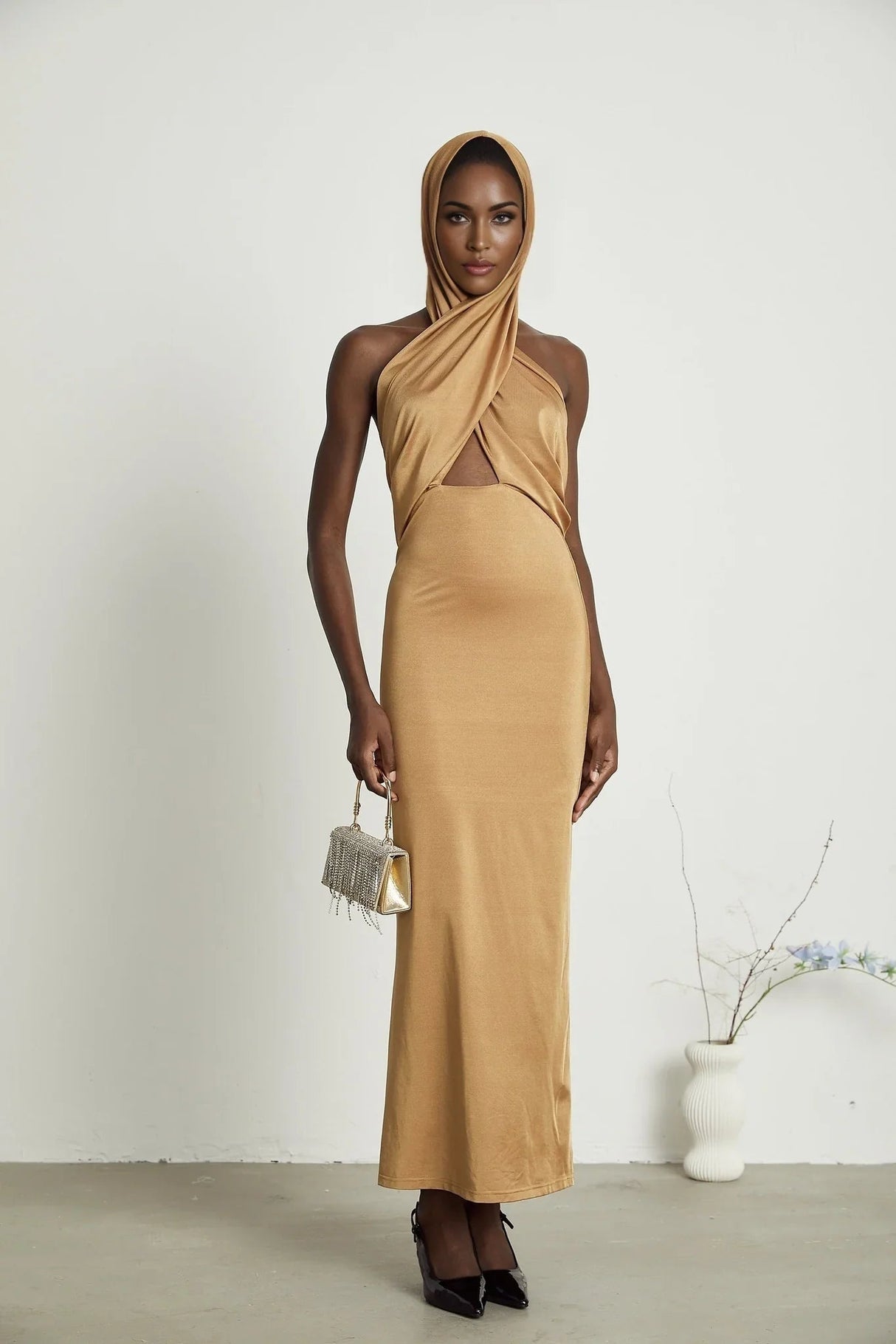 Artemisia Maxi Dress - Sleeveless Design - Classic Hood - Open Back - Unique Cut - Out Detailing