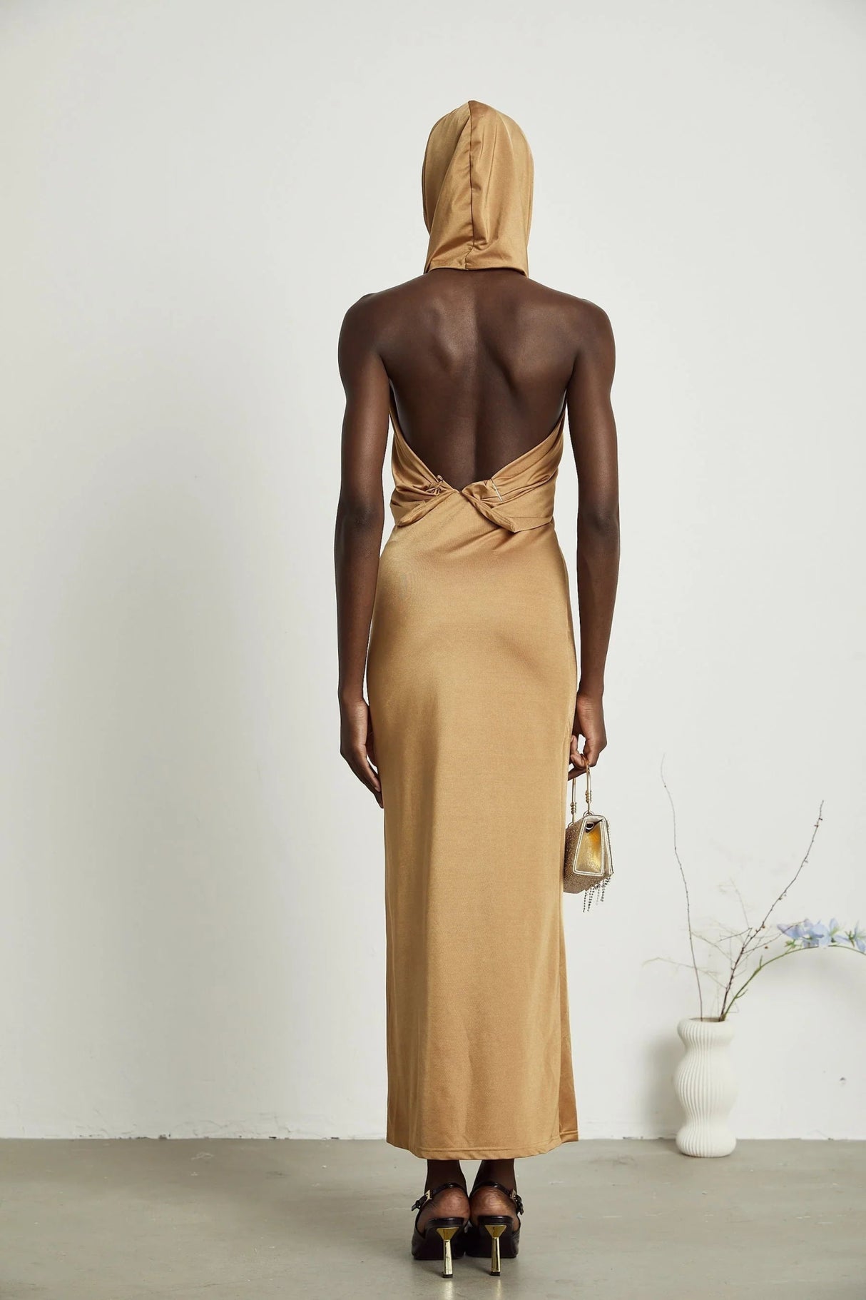 Artemisia Maxi Dress - Sleeveless Design - Classic Hood - Open Back - Unique Cut - Out Detailing