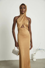 Artemisia Maxi Dress - Sleeveless Design - Classic Hood - Open Back - Unique Cut - Out Detailing