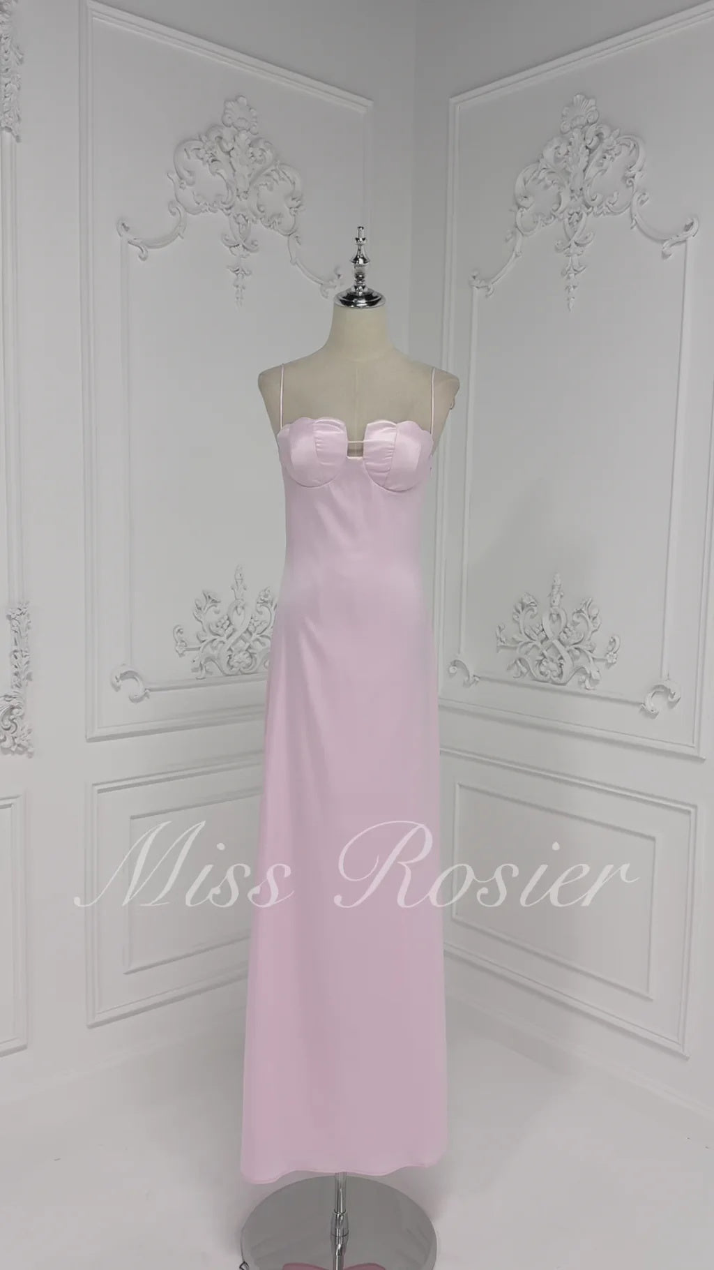 Asel Pink Maxi Dress with Floral Neckline