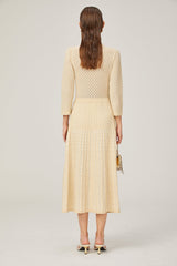Ashley Midi Dress – Three - Quarter Sleeves – Stretch Jersey – Front Button Fastening