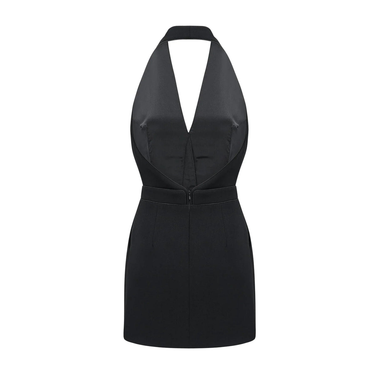 Aspen Halter Neck Mini Dress - Sleeveless - Front Button Detail - Rear Zip - Thigh Length