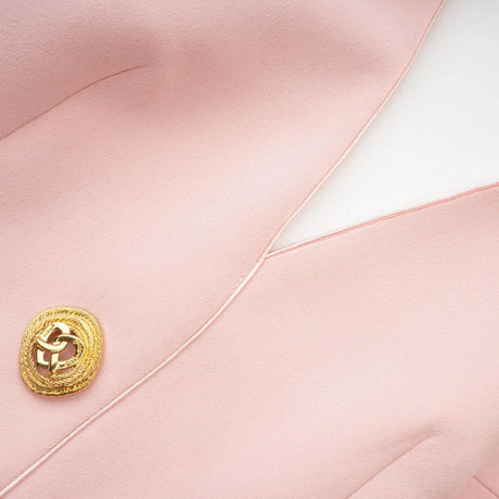 Aspen Pink Mini Dress - Sleeveless - Halter Neck - Front Golden Button Design - Rear Zip Fastening - Thigh Length