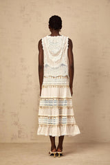 Aspen Skirt with Delicate Lace Trim in White