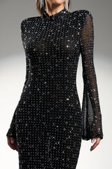 Assunta Black Diamond Detail Maxi Dress