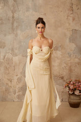 Assunta Maxi Dress Cold Shoulder Sweetheart Neckline & Ruched Detailing