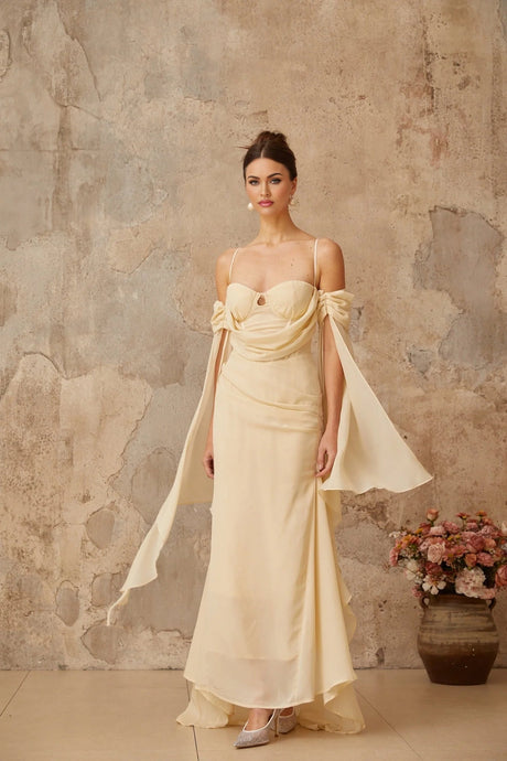 Assunta Maxi Dress Cold Shoulder Sweetheart Neckline & Ruched Detailing