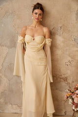 Assunta Maxi Dress Cold Shoulder Sweetheart Neckline & Ruched Detailing