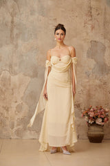 Assunta Maxi Dress Cold Shoulder Sweetheart Neckline & Ruched Detailing