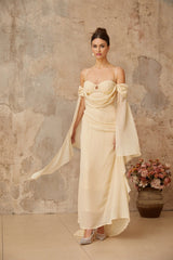 Assunta Maxi Dress Cold Shoulder Sweetheart Neckline & Ruched Detailing