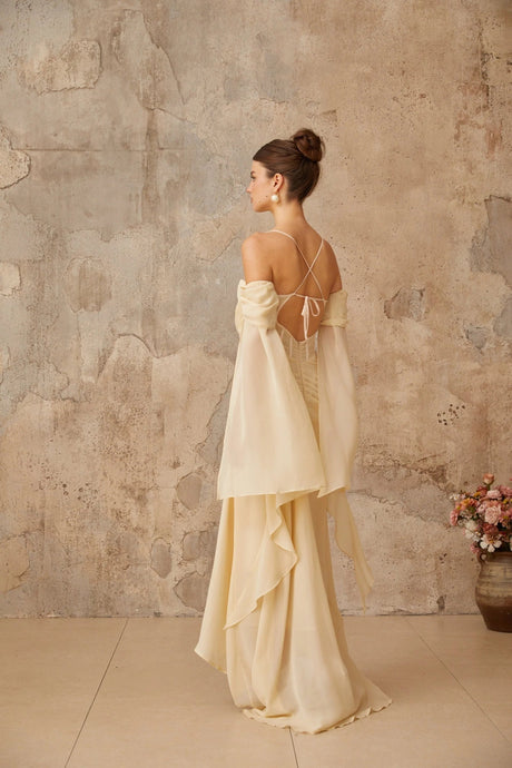 Assunta Maxi Dress Cold Shoulder Sweetheart Neckline & Ruched Detailing