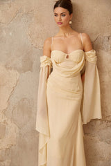 Assunta Maxi Dress Cold Shoulder Sweetheart Neckline & Ruched Detailing