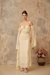 Assunta Maxi Dress Cold Shoulder Sweetheart Neckline & Ruched Detailing
