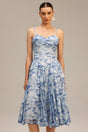 Assuntina Blue Floral Charm Halter Neck Flowing Silhouette Fit Feel Detailing Occasions Dress
