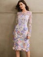 Assuntina Midi Dress - Round Neck - Long Sleeve - Floral Print - Elegant Style - Slim Fit