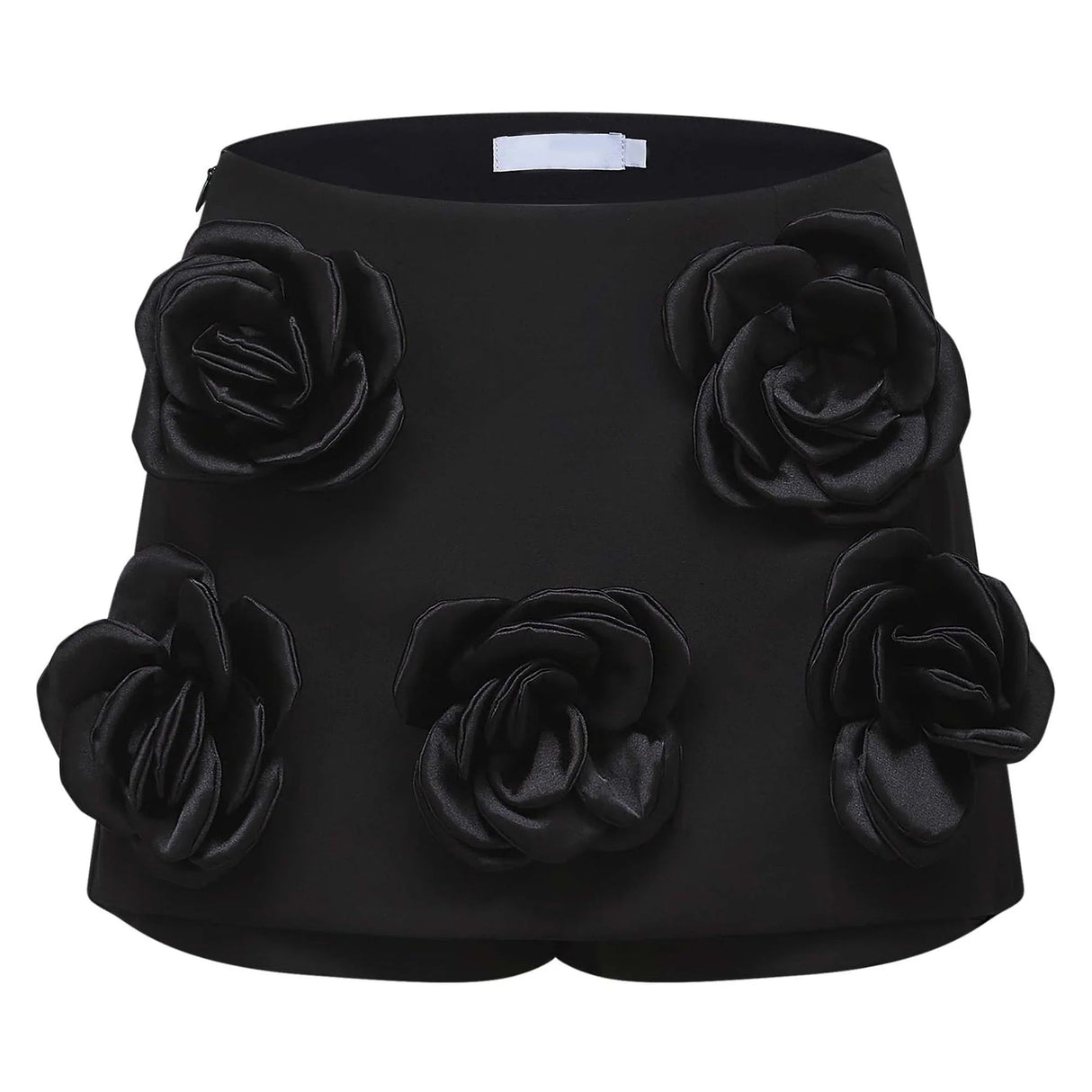 Assuntina Mini Dress - Faux - Flower Embellishment - Side Zip Fastening - Thigh Length - Straight Hem