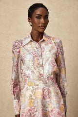 Assuntina Shirt & Skirt Set Pink Pattern - Print Calf Length