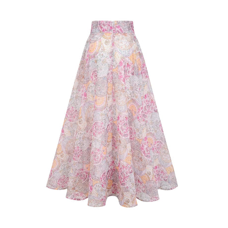 Assuntina Shirt & Skirt Set Pink Pattern - Print Calf Length